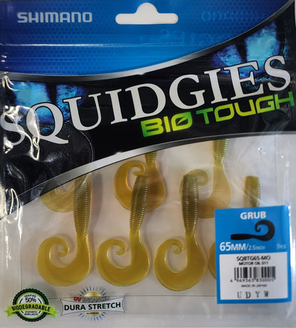 Shimano Squidgies Bio Tough 65mm Grub Motor Oil, 7 pcs