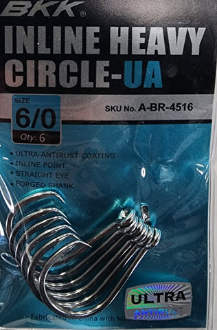 BKK Inline Heavy Circle-UA Hooks 6/0 Qty 6