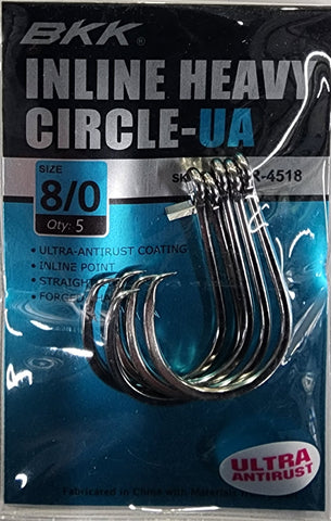 BKK Inline Heavy Circle-UA Hooks 8/0 Qty 5