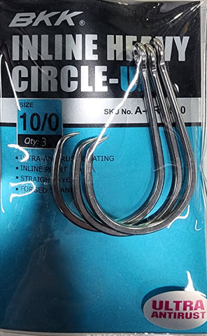 BKK Inline Heavy Circle-UA Hooks 10/0 Qty 3