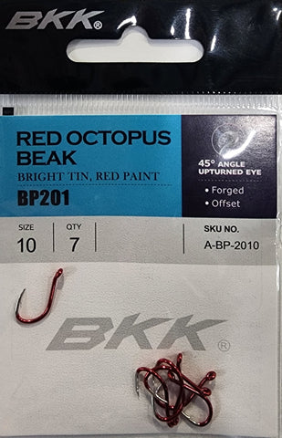 BKK Red Octopus Beak Hook Size 10 7 Pcs