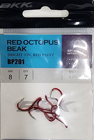 BKK Red Octopus Beak Hook Size 8 7 Pcs