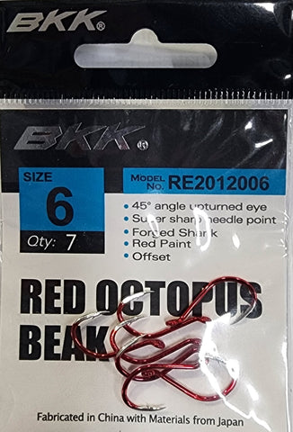 BKK Red Octopus Beak Hook Size 6 7 Pcs
