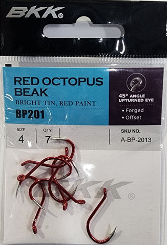 BKK Red Octopus Beak Hook Size 4 7 Pcs
