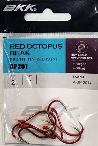 BKK Red Octopus Beak Hook Size 2 7 Pcs