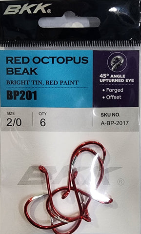 BKK Red Octopus Beak Hook Size 2/0 6 Pcs