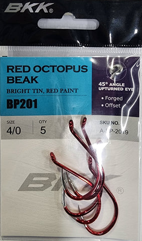BKK Red Octopus Beak Hook Size 4/0 5 Pcs