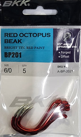 BKK Red Octopus Beak Hook Size 6/0 5 Pcs