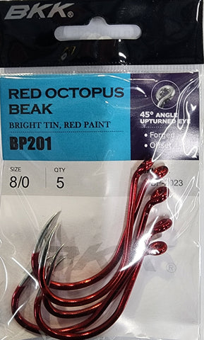 BKK Red Octopus Beak Hook Size 8/0 5 Pcs