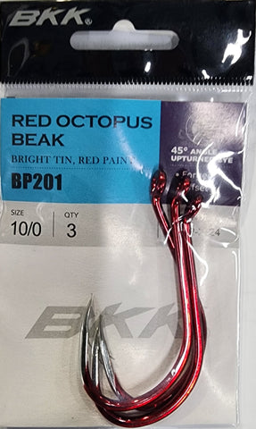 BKK Red Octopus Beak Hook Size 10/0 3 Pcs