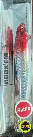 HookEm Baitfish Squid Jig 3.5 Red/Silver