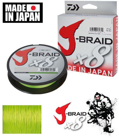 Daiwa J Braid X8 Braided Fishing Line 6lb 150m Chartreuse