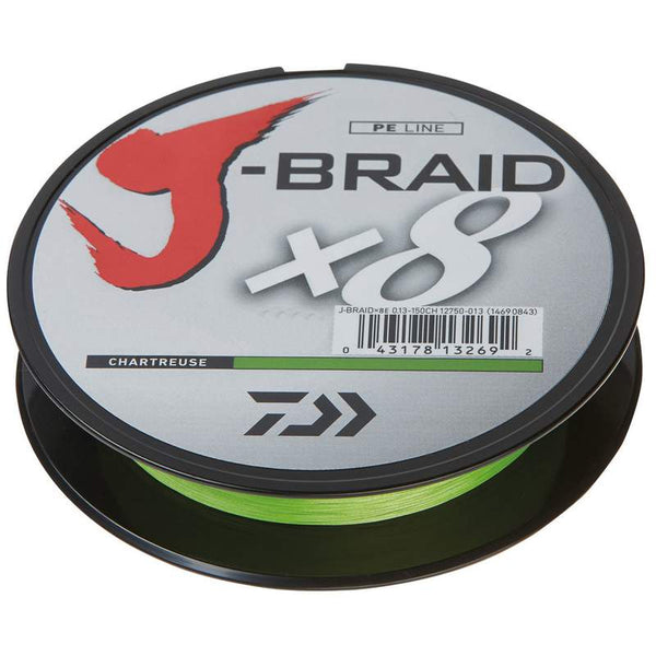 Daiwa J Braid X8 Braided Fishing Line 15lb 150m Chartreuse – Mid Coast ...
