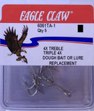 Eagle Claw Trebles - Size 1, 5 Pieces