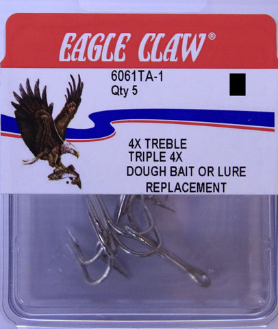 Eagle Claw Trebles - Size 1/0, 5 Pieces