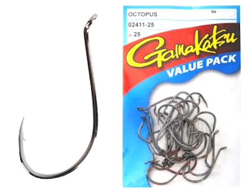 Gamakatsu Octopus Black Hook Value Pack - Size 10/0, 25 Pieces