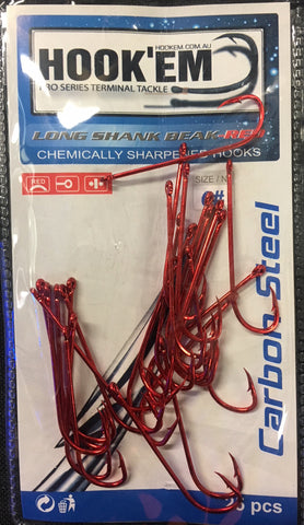 100X Long Shank Baitholder Hooks RED Size 8# Fishing Tackle