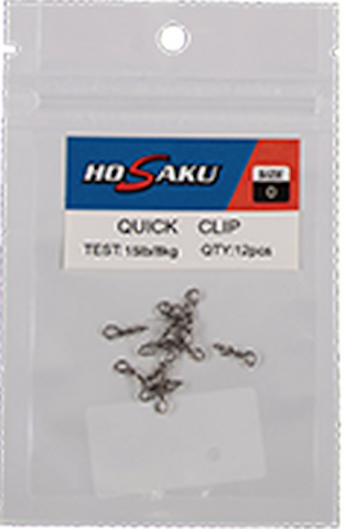 Hookem Hosaku Speed Quick Clip Size #1, 15lb, 12 Pieces QK/CLP1