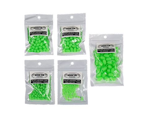 Hookem Fishing Oval Soft Lumo Beads - Green 10x15mm, 50 pieces LSBG10X15-LH