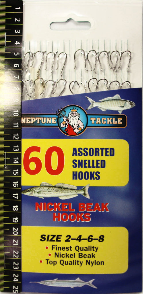 Neptune Tackle Assorted Snelled Nickel Beak Hooks 60pk BHA – Mid Coast  Fishing Bait & Tackle