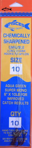 Sunseeker Long Shank Hooks Pretied Size 10