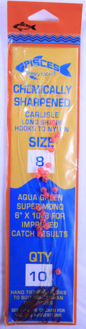 Sunseeker Long Shank Hooks Pretied Size 8