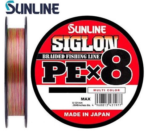 Sunline Siglon PEx8 Braided Fishing Line - 100lb PE8 300m Multi Colour