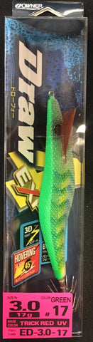 Owner Draw 4 Squid Jig - Size 3.0 #982 Green Yellow