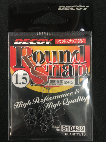 Decoy Round Snap Fishing Clip - Size 1.5, 24lb, 13 pcs #810439