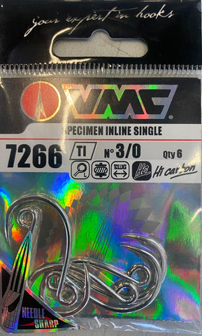 VMC 7266 Single Lure Hook 3/0, 6pcs