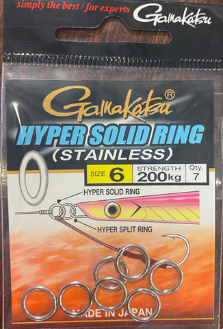 Gamakatsu Hyper Stainless Solid Rings Size 6, 200kg 7pcs