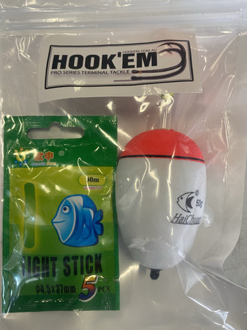 Hookem Glowstick Float with Bonus Glowstick 10g
