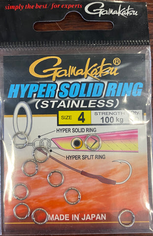 Gamakatsu Hyper Stainless Solid Rings Size 4, 100kg 10pcs