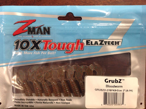 Zman Grubz Soft Plastic Lure - 2" Bloodworm